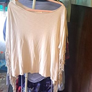 Free people oversized tshirt with fringe